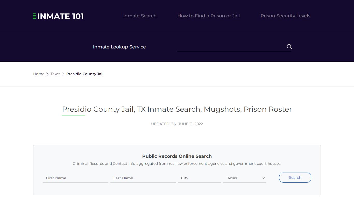 Presidio County Jail, TX Inmate Search, Mugshots, Prison ...